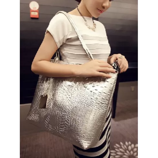 Original Solid Color Shiny Tote Bag