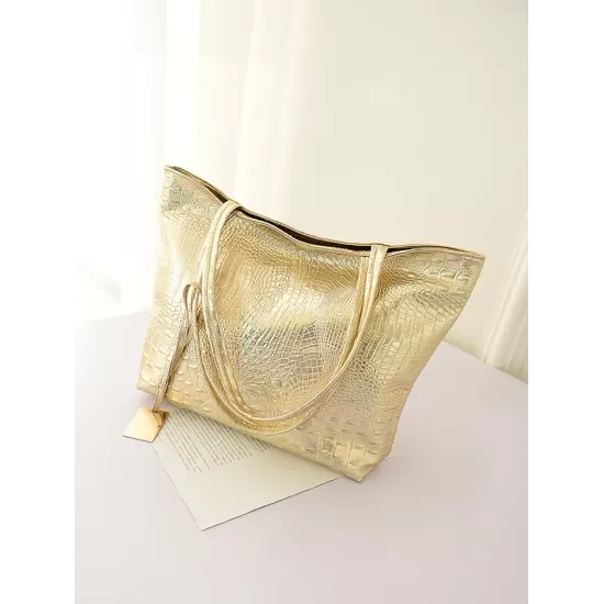 Original Solid Color Shiny Tote Bag