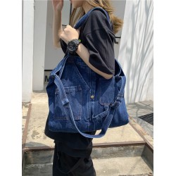 Casual Denim Split-Joint Solid Color Bags Accessories