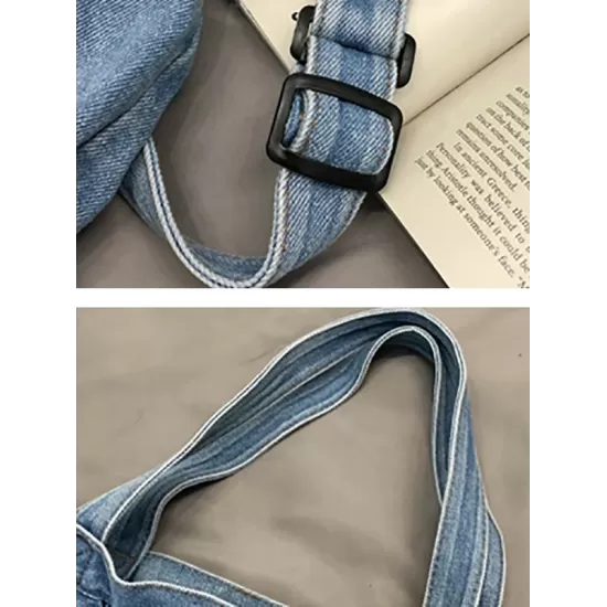 Casual Denim Split-Joint Solid Color Bags Accessories