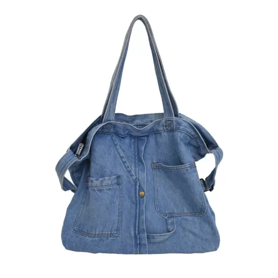 Casual Denim Split-Joint Solid Color Bags Accessories