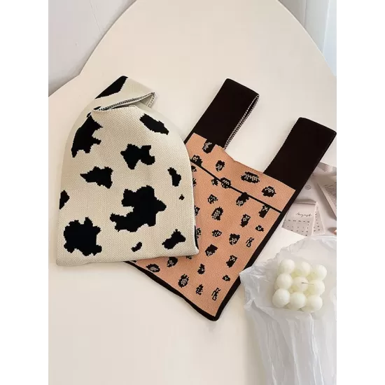 Urban Knitting Cow Pattern Bags Accessories Handbags