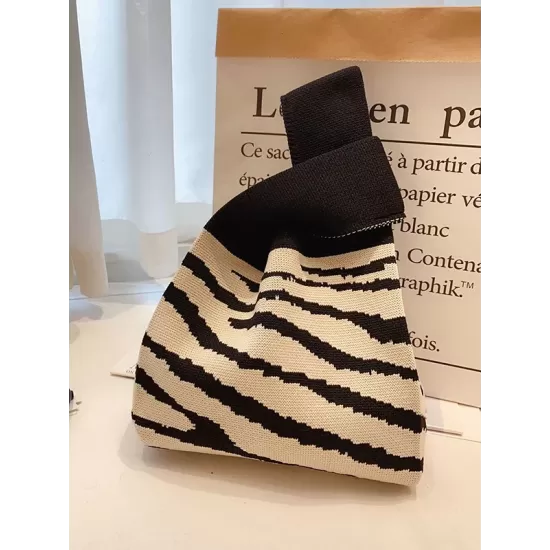 Knitting Checkerboard Zebra-Stripe Striped Bags Accessories Handbags