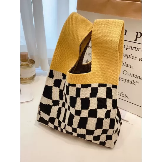 Knitting Checkerboard Zebra-Stripe Striped Bags Accessories Handbags