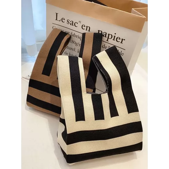 Knitting Checkerboard Zebra-Stripe Striped Bags Accessories Handbags