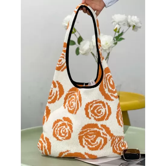 Original Creation Floral Weave Contrast Color Bags Accessories