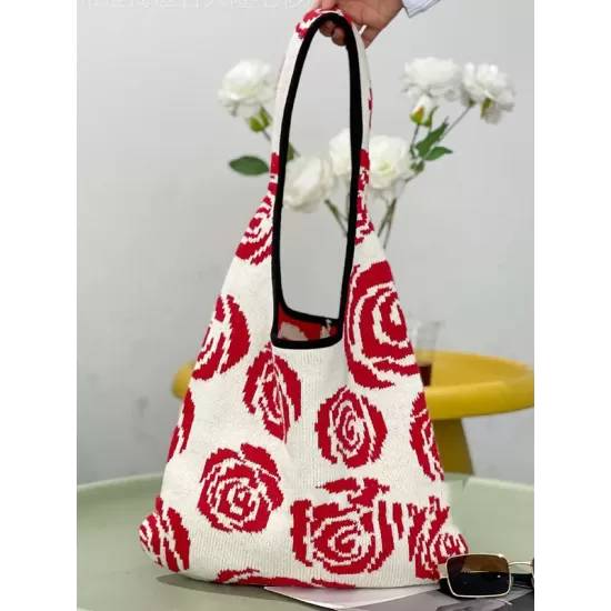 Original Creation Floral Weave Contrast Color Bags Accessories