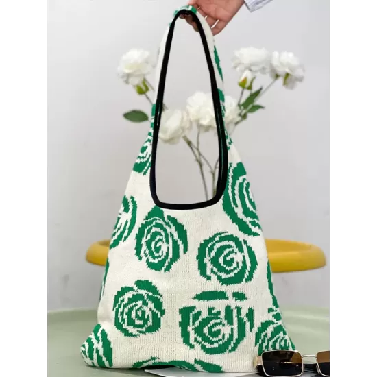 Original Creation Floral Weave Contrast Color Bags Accessories