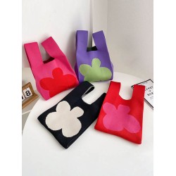 Flower Contrast Color Knitting Bags Accessories