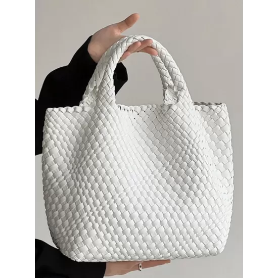 Solid Color Woven Tote Handbags Bags