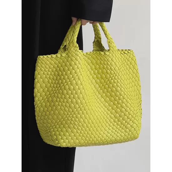 Solid Color Woven Tote Handbags Bags