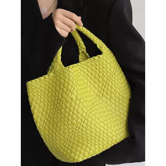 Solid Color Woven Tote Handbags Bags