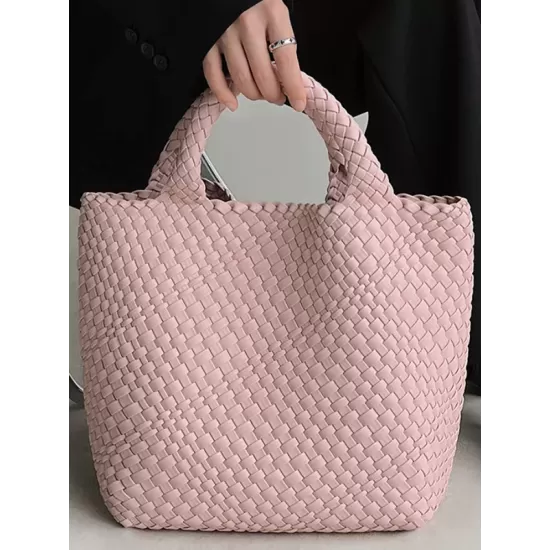 Solid Color Woven Tote Handbags Bags