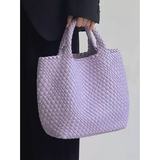 Solid Color Woven Tote Handbags Bags