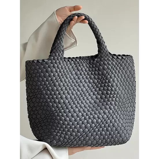 Solid Color Woven Tote Handbags Bags