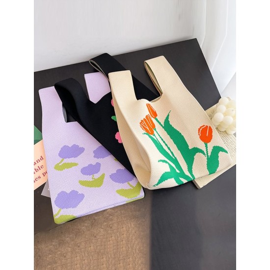 Floral Printed Woven Handbag Bags Accessories