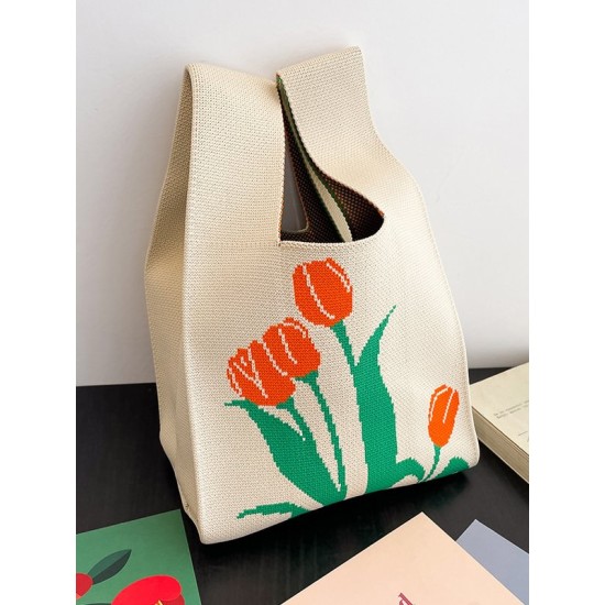 Floral Printed Woven Handbag Bags Accessories