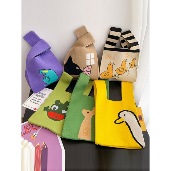 Cartoon Printed Woven Handbag Bags Accessories