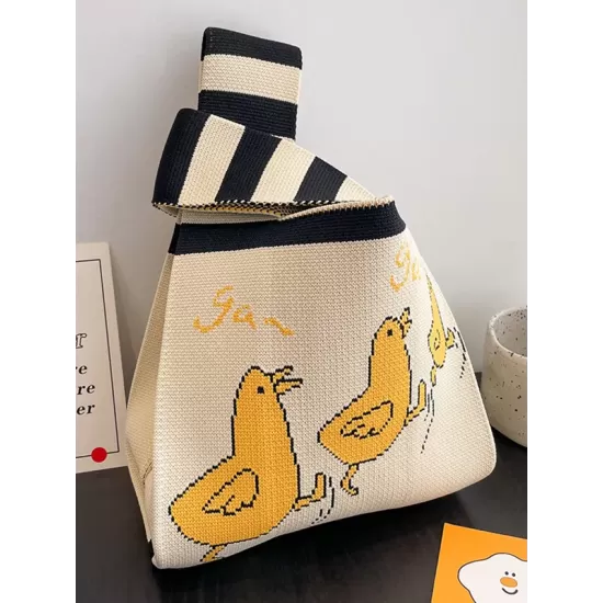 Cartoon Printed Woven Handbag Bags Accessories