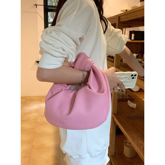 Bowknot Pleated Solid Color Handbags Accessories