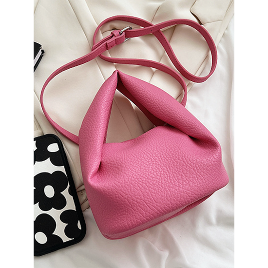 Adjustable Pleated Pockets Solid Color Crossbody Handbags