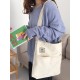 Simple Solid Color With-pockets Canvas Handbag