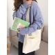 Simple Solid Color With-pockets Canvas Handbag