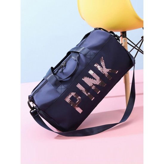 Sequined Letter Print Large-Capacity Outdoor Portable Travel Bag