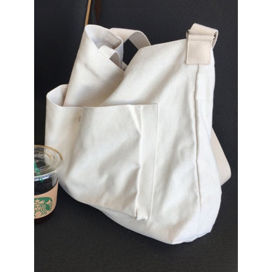 Simple Casual Solid Color Canvas Sling Bag