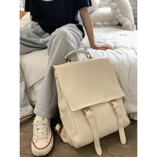 Simple Vintage Solid Color Backpack