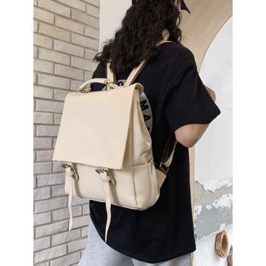 Simple Vintage Solid Color Backpack