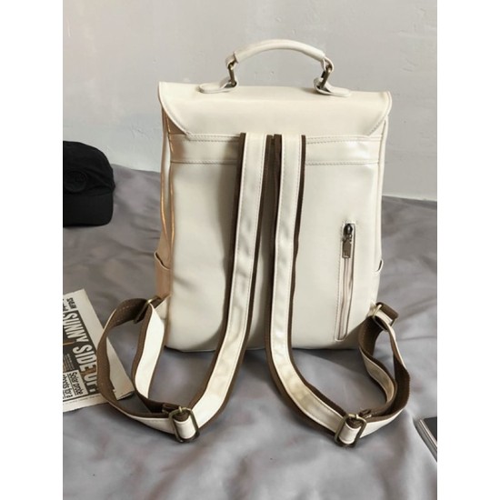 Simple Vintage Solid Color Backpack