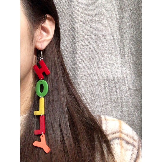 Colorful HOLLYWOOD Personalized Letter Earrings