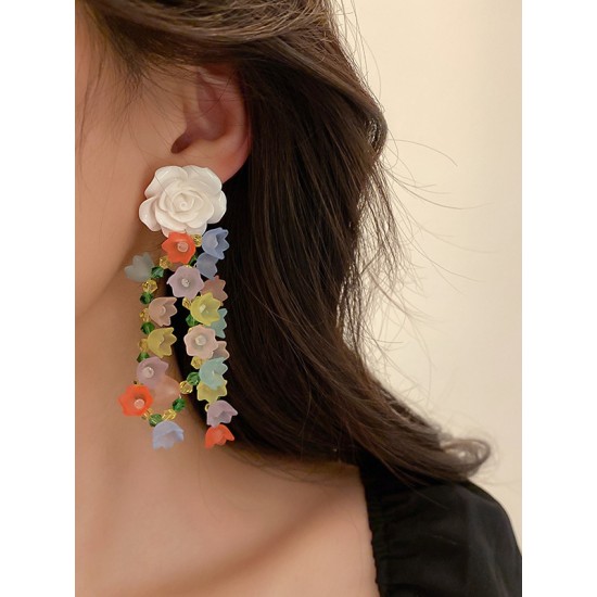 Statement Multi-Colored Floral Earrings Accessories