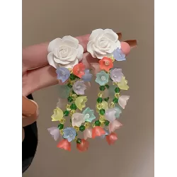 Statement Multi-Colored Floral Earrings Accessories