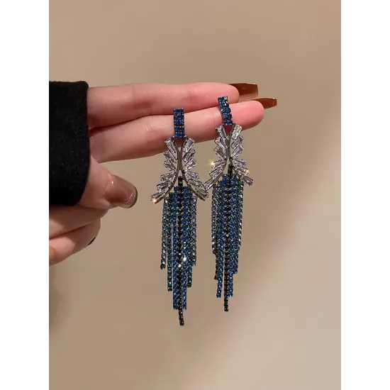 Urban Blue Tasseled Earring