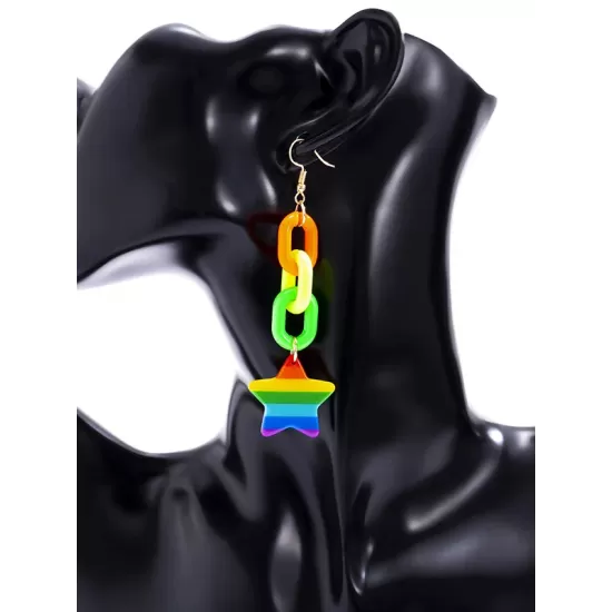 Stylish Street Shooting Rainbow Stars Acrylic Earrings