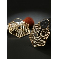 Fashionable Simple Hollow Irregular Geometric Rhombus Alloy Earrings