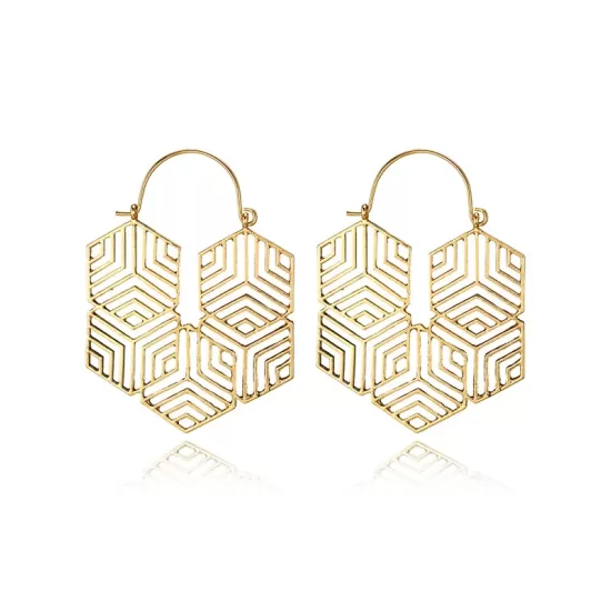 Fashionable Simple Hollow Irregular Geometric Rhombus Alloy Earrings