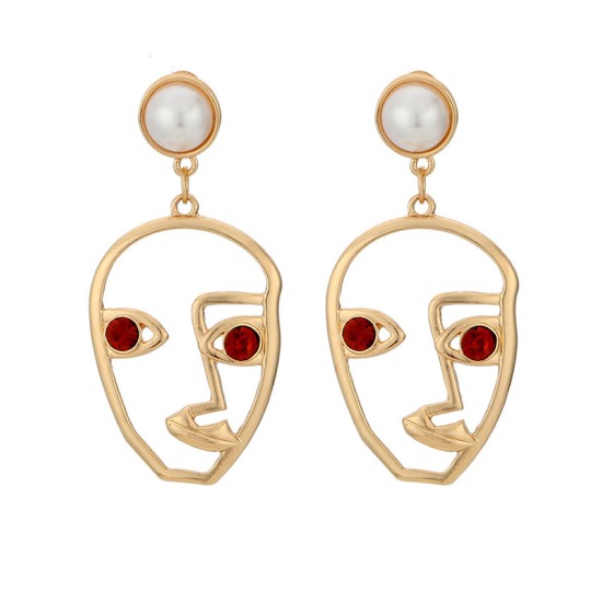 Fashion Creative Face Beaded Decorate Hollow Earrings