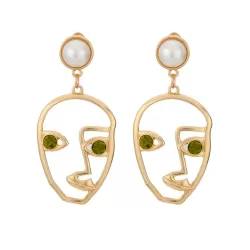 Fashion Creative Face Beaded Decorate Hollow Earrings