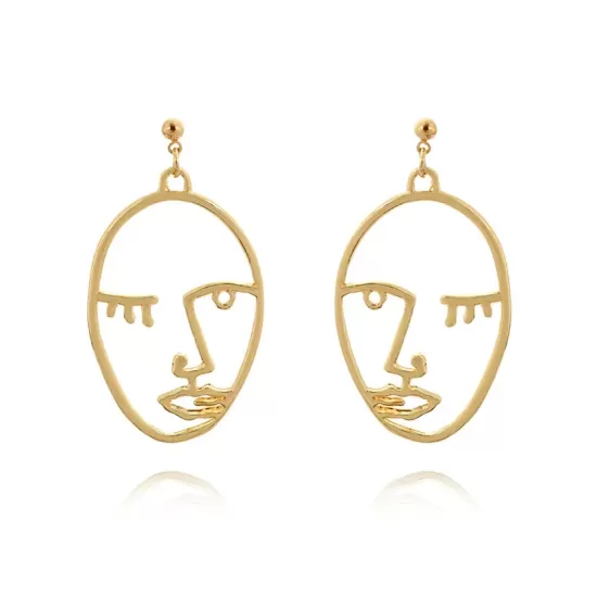 Fashion Creative Face Beaded Decorate Hollow Earrings