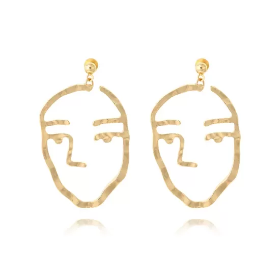 Fashion Creative Face Beaded Decorate Hollow Earrings