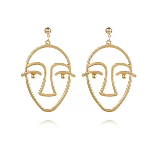 Fashion Creative Face Beaded Decorate Hollow Earrings