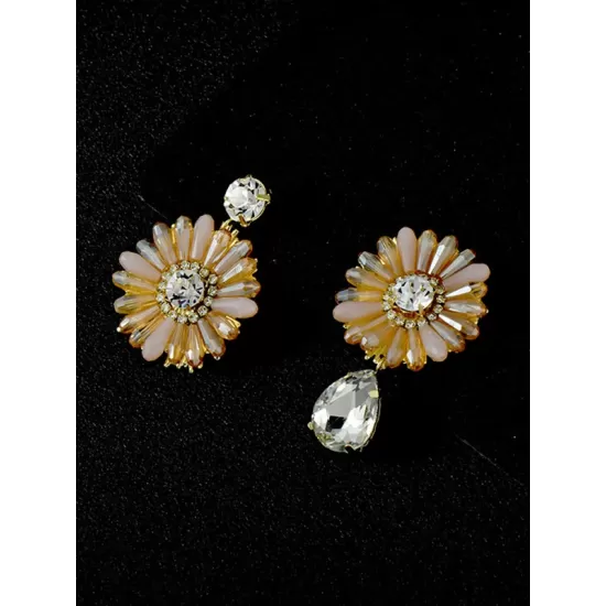 Original Vintage Asymmetric Floral Earrings Accessories