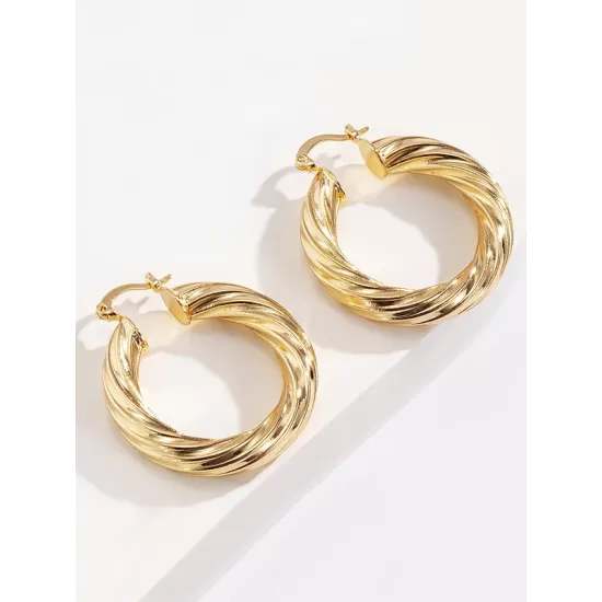 Fashion Retro Spiral Geometric Round Stud Simple Earrings