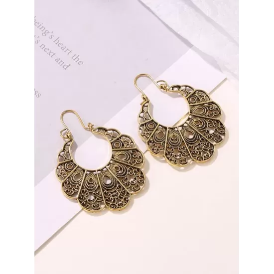 Vintage Geometric Openwork Flower Earrings