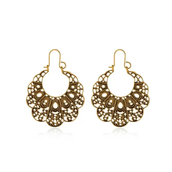 Vintage Geometric Openwork Flower Earrings