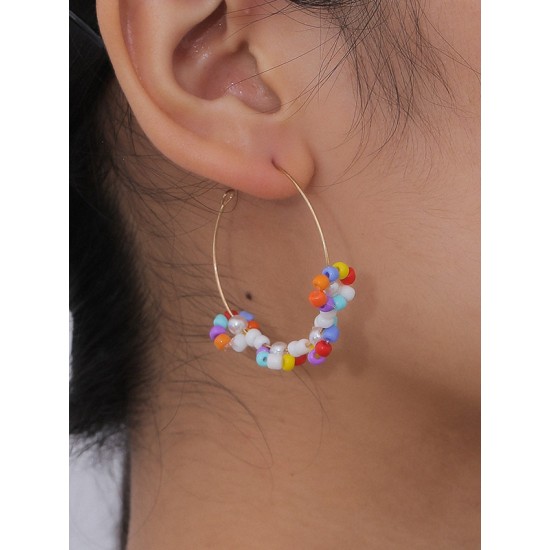 Retro Ethnic Style Beads Decorate Flower Earrings