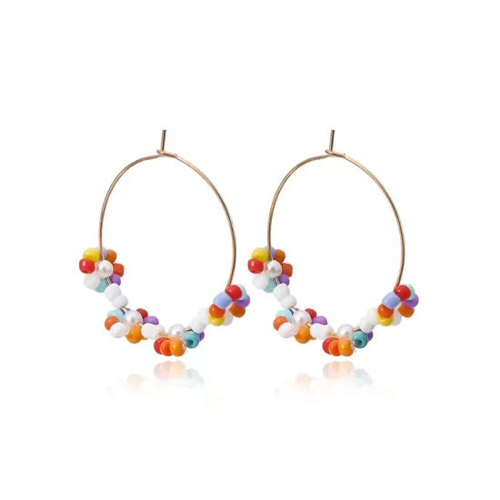 Retro Ethnic Style Beads Decorate Flower Earrings